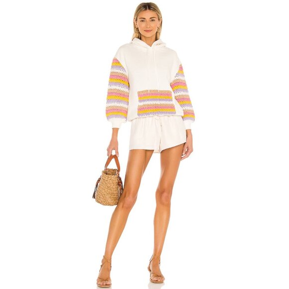 Alice + Olivia Pocket Hoodie Pullover Ivory Multicolor Small - Picture 9 of 16
